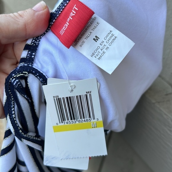 NWT Esprit Tankini Top Blue and White Stripes Nautical Beach Vacation Swim Sz M - Picture 3 of 5